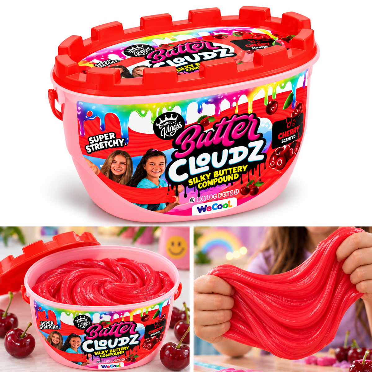 Compound Kings Butter Cloudz Swirls Cherry Slime – 380g, Ages 4+ Quirky Turkey Gifts