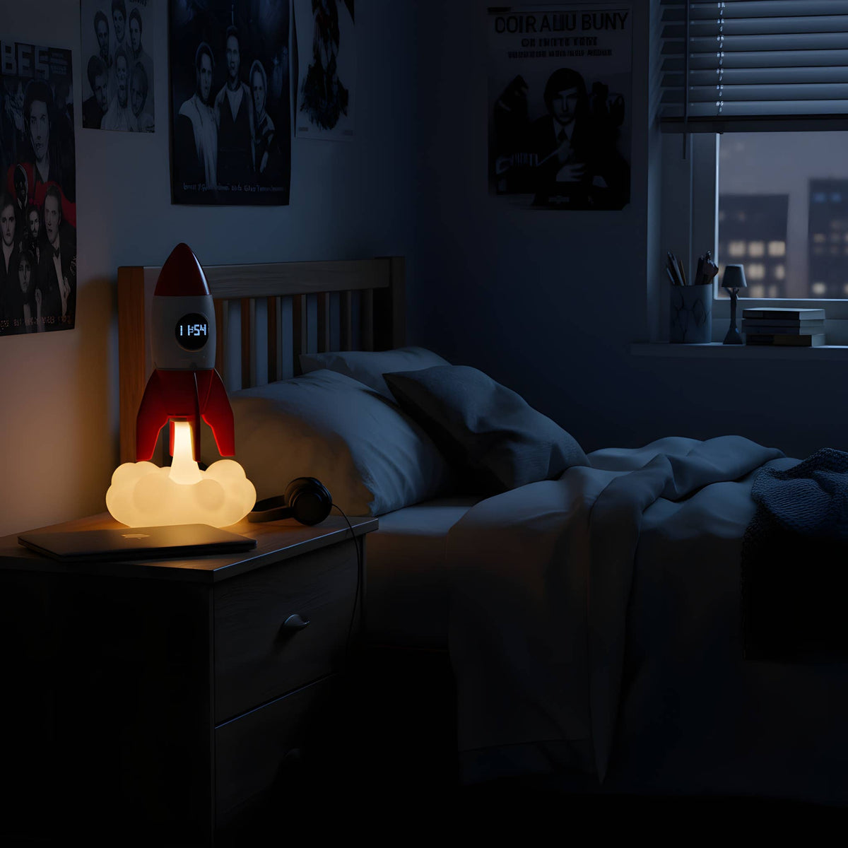 Steepletone Rocket 3-in-1 Bedside Light, Digital Clock & Ceiling Projector Quirky Turkey Gifts