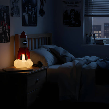 Steepletone Rocket 3-in-1 Bedside Light, Digital Clock & Ceiling Projector Quirky Turkey Gifts