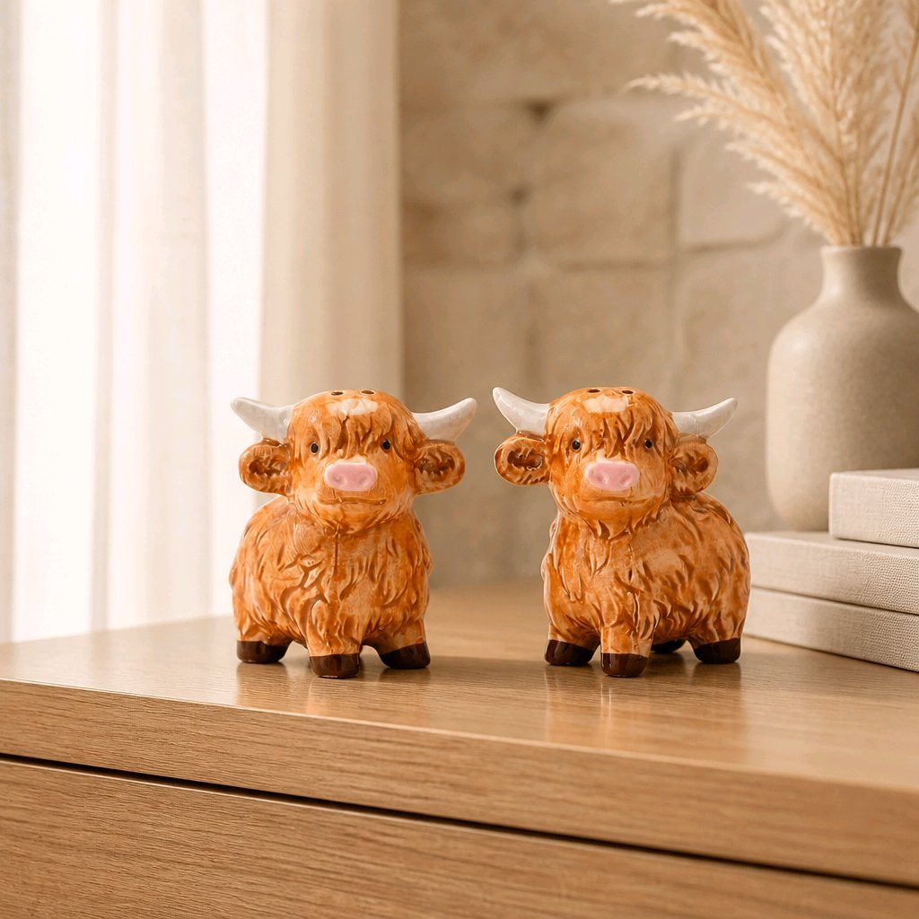 Country Living Highland Cow Salt & Pepper Shakers Salt n Pepper Shakers Country Living Quirky Turkey Gifts
