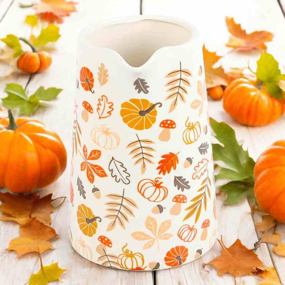 17cm Autumn Leaves And Pumpkins Mushrooms Ceramic Flower Jug Decorative Centrepiece Vases & Flower Jugs Jones Home & Gifts Quirky Turkey Gifts