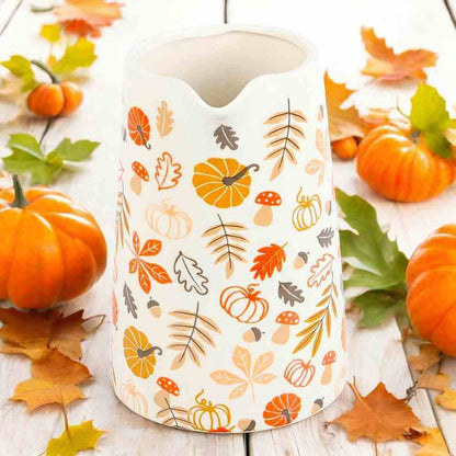 17cm Autumn Leaves And Pumpkins Mushrooms Ceramic Flower Jug Decorative Centrepiece Vases & Flower Jugs Jones Home & Gifts Quirky Turkey Gifts