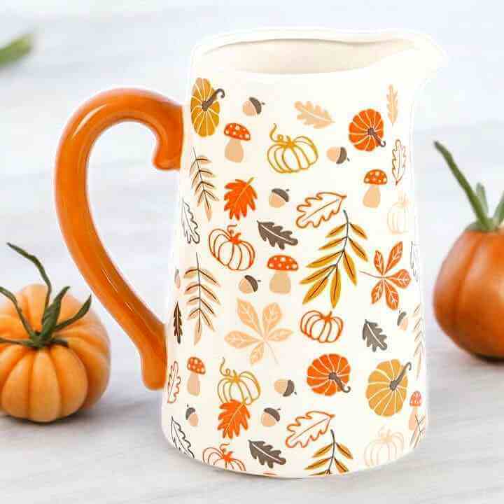 17cm Autumn Leaves And Pumpkins Mushrooms Ceramic Flower Jug Decorative Centrepiece Vases & Flower Jugs Jones Home & Gifts Quirky Turkey Gifts