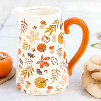 17cm Autumn Leaves And Pumpkins Mushrooms Ceramic Flower Jug Decorative Centrepiece Vases & Flower Jugs Jones Home & Gifts Quirky Turkey Gifts