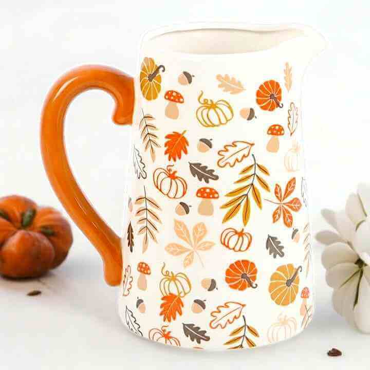 17cm Autumn Leaves And Pumpkins Mushrooms Ceramic Flower Jug Decorative Centrepiece Vases & Flower Jugs Jones Home & Gifts Quirky Turkey Gifts