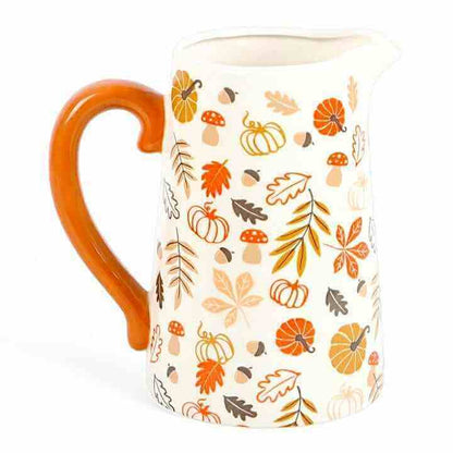 17cm Autumn Leaves And Pumpkins Mushrooms Ceramic Flower Jug Decorative Centrepiece Vases & Flower Jugs Jones Home & Gifts Quirky Turkey Gifts