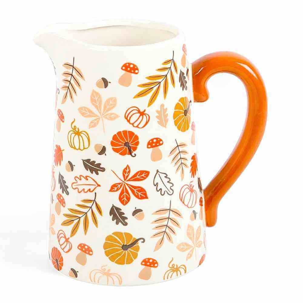 17cm Autumn Leaves And Pumpkins Mushrooms Ceramic Flower Jug Decorative Centrepiece Vases & Flower Jugs Jones Home & Gifts Quirky Turkey Gifts