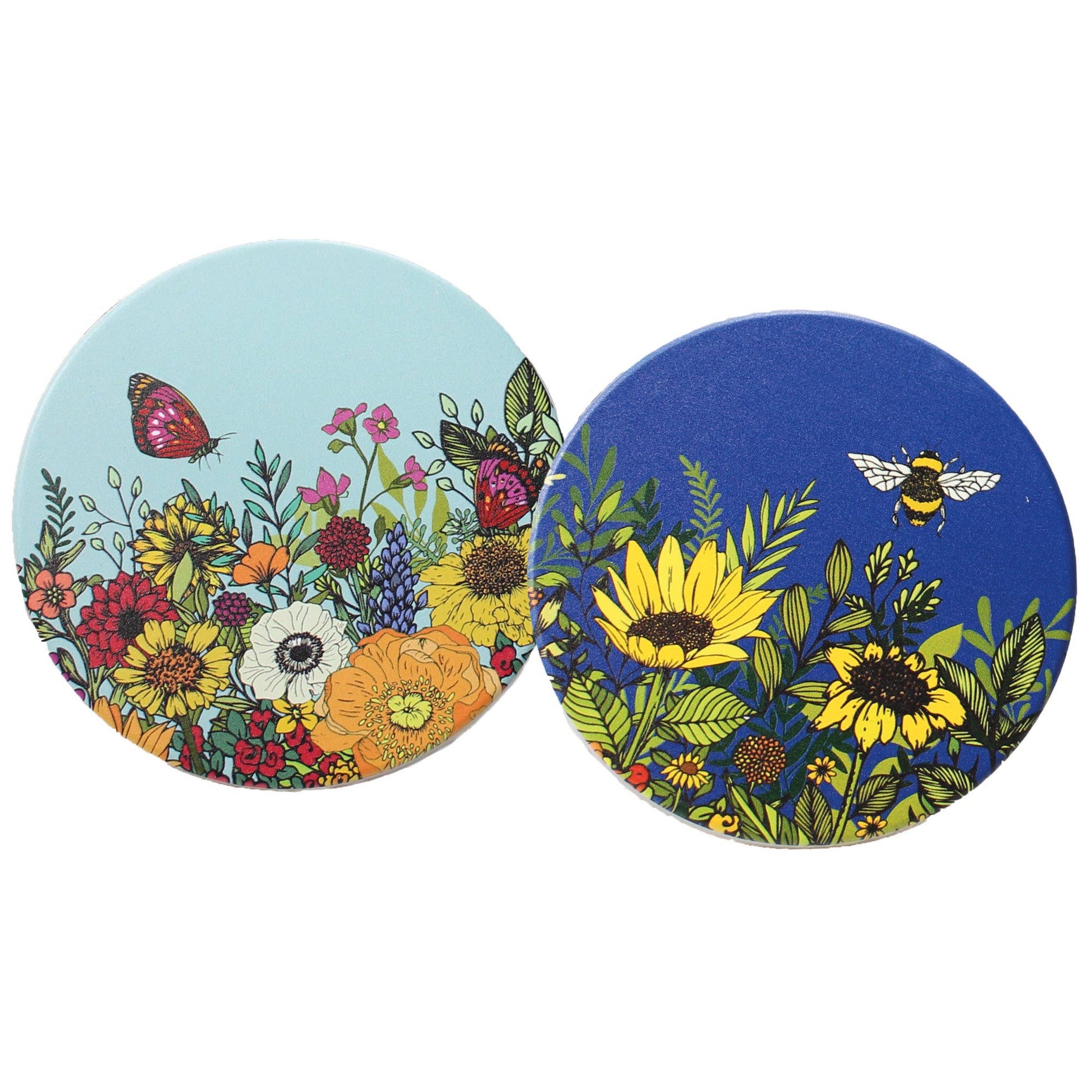 Ceramic Coasters Sunflower Bee Butterfly Flowers Floral Tableware & Coasters Half Moon Bay Quirky Turkey Gifts