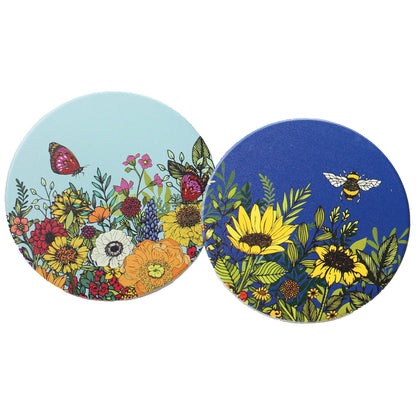 Ceramic Coasters Sunflower Bee Butterfly Flowers Floral Tableware & Coasters Half Moon Bay Quirky Turkey Gifts