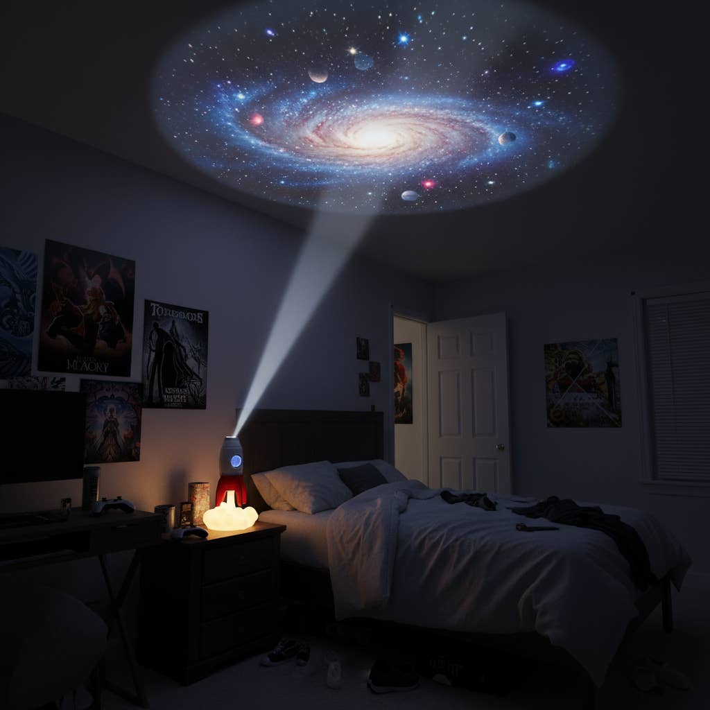 Steepletone Rocket 3-in-1 Bedside Light, Digital Clock & Ceiling Projector Quirky Turkey Gifts
