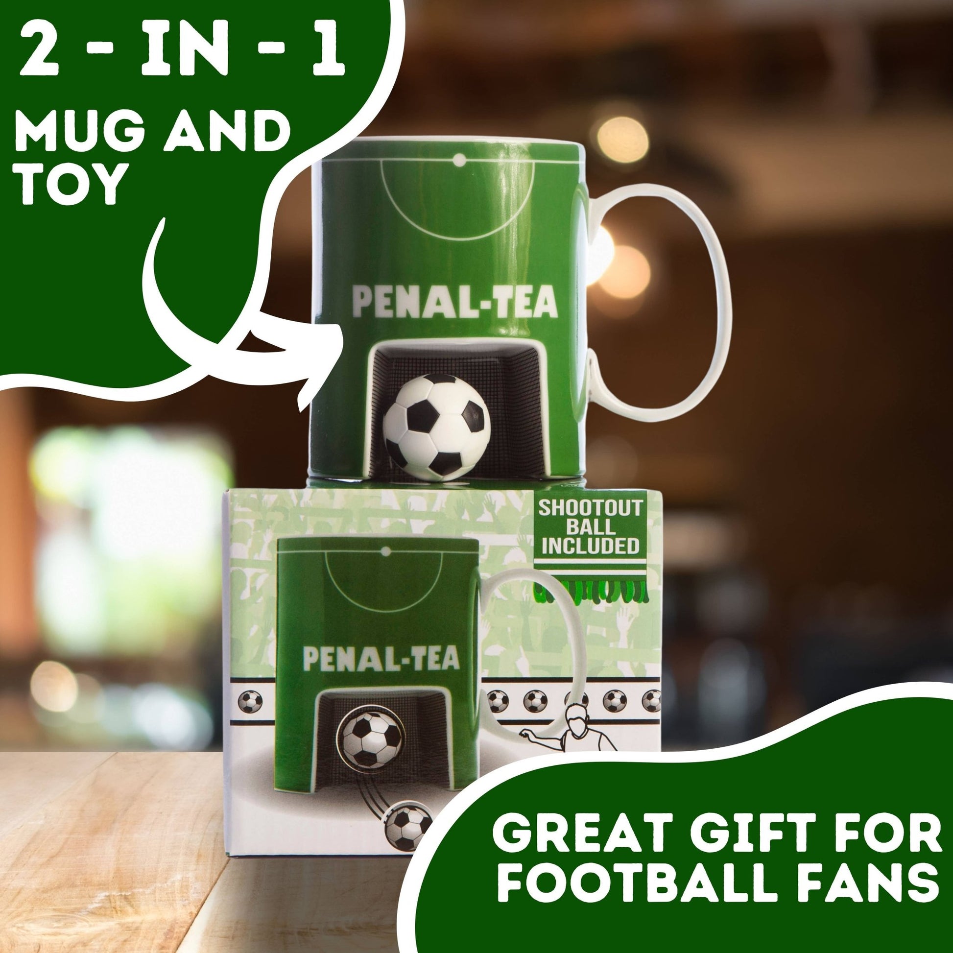 Penal-tea Football Mug with Mini Ball & Goal Net Mugs & Cups Boxer Gifts Quirky Turkey Gifts