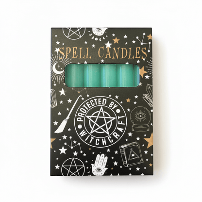Green Green Spell Candles for Luck, Growth & Prosperity – Pack of 6 Spell Candles Crystal Magick Quirky Turkey Gifts