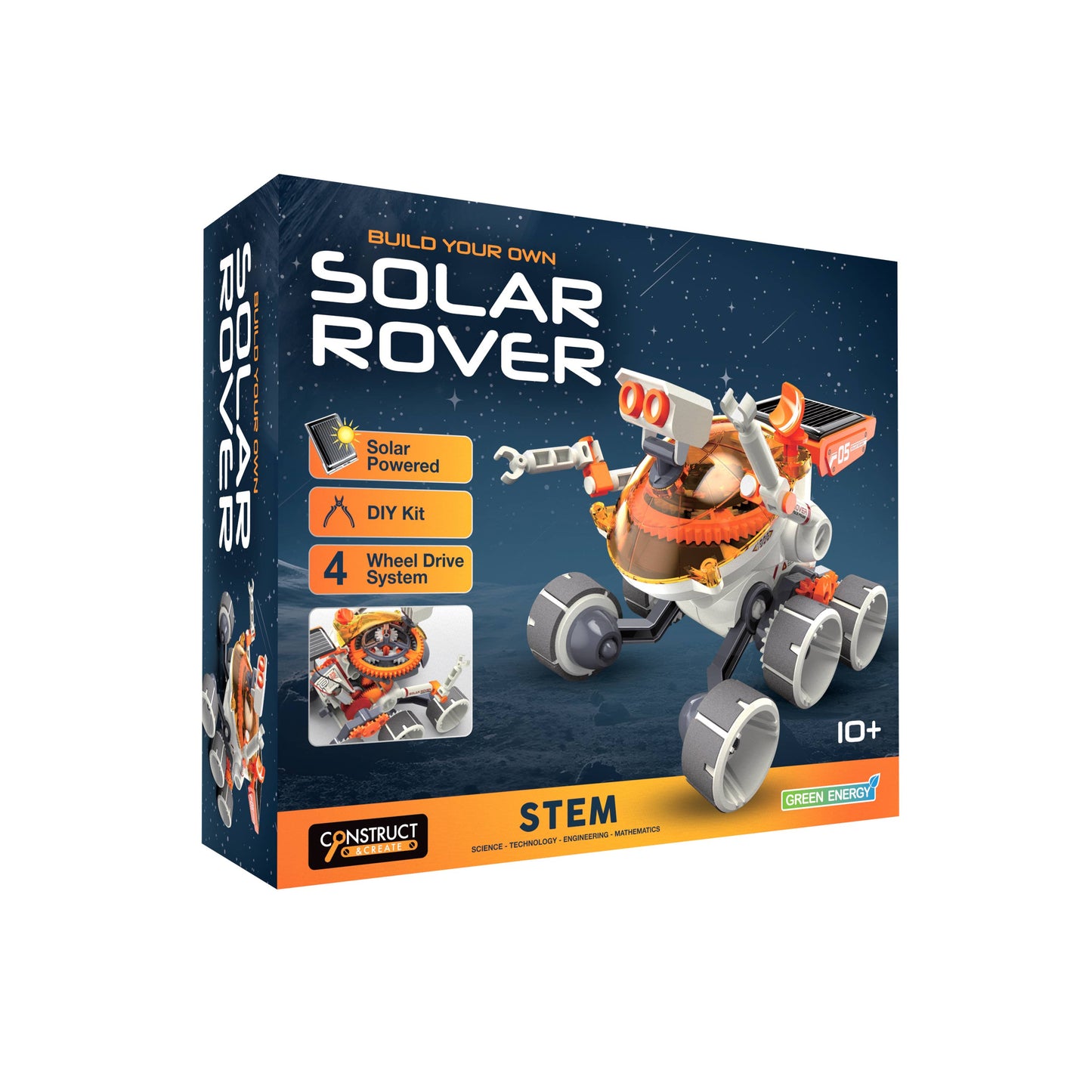 Solar rover DIY kit box, STEM solar-powered 4-wheel drive build set