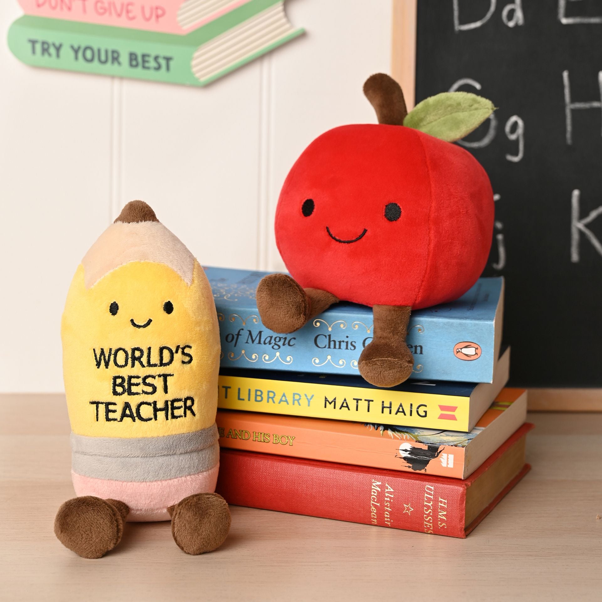 School Years World’s Best Teacher Plush Pencil & Apple Set Teacher Gifts Celebrations® Quirky Turkey Gifts