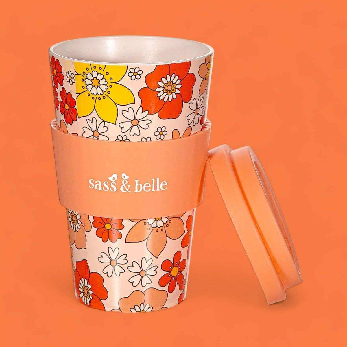 70s Floral Travel Coffee Cup Eco Friendly Reusable Travel Mug With Retro Design Style Drinkware Sass and Belle Quirky Turkey Gifts