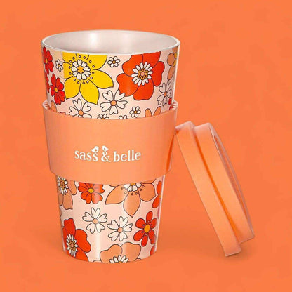 70s Floral Travel Coffee Cup Eco Friendly Reusable Travel Mug With Retro Design Style Drinkware Sass and Belle Quirky Turkey Gifts
