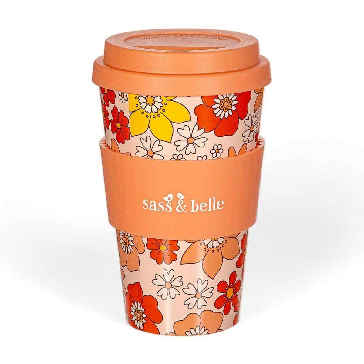 70s Floral Travel Coffee Cup Eco Friendly Reusable Travel Mug With Retro Design Style Drinkware Sass and Belle Quirky Turkey Gifts