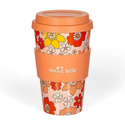 70s Floral Travel Coffee Cup Eco Friendly Reusable Travel Mug With Retro Design Style Drinkware Sass and Belle Quirky Turkey Gifts
