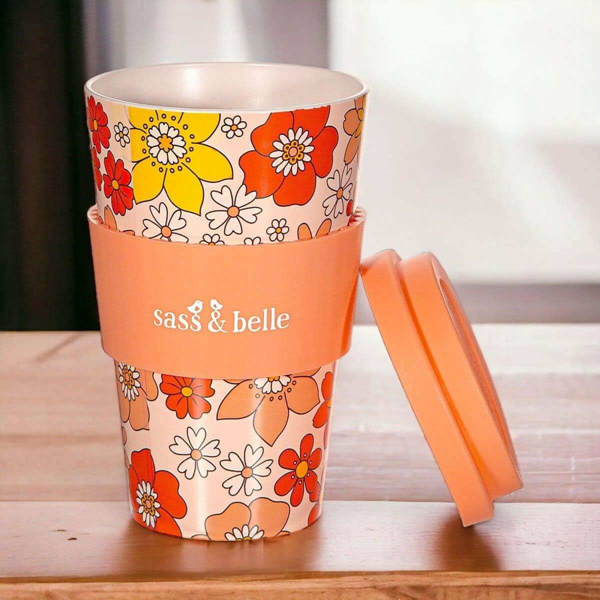 70s Floral Travel Coffee Cup Eco Friendly Reusable Travel Mug With Retro Design Style Drinkware Sass and Belle Quirky Turkey Gifts
