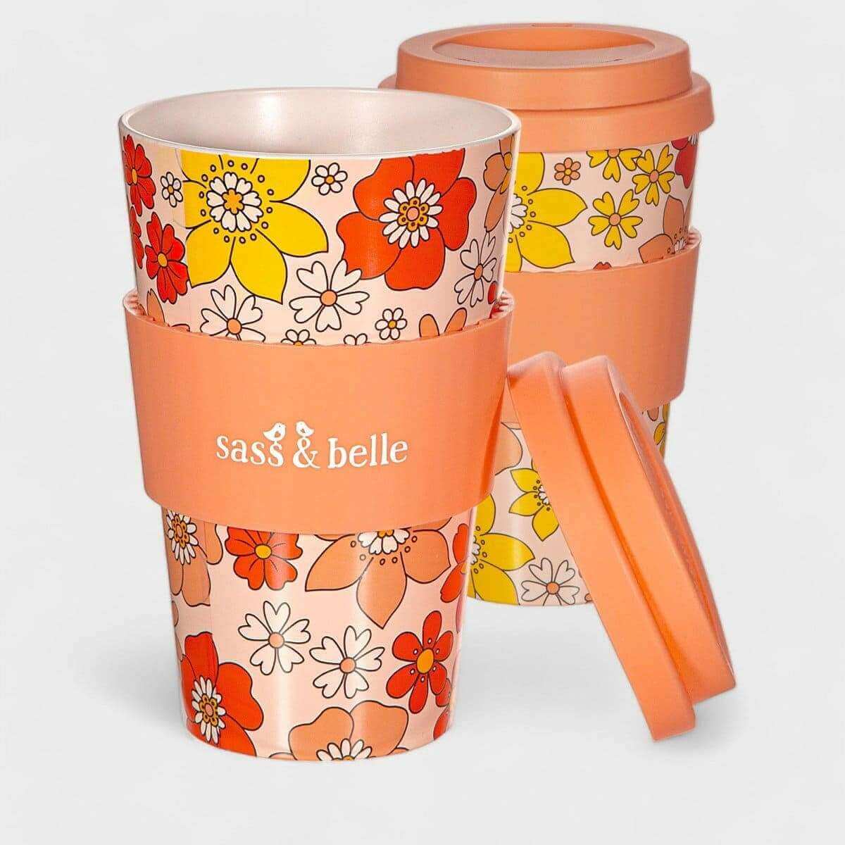 70s Floral Travel Coffee Cup Eco Friendly Reusable Travel Mug With Retro Design Style Drinkware Sass and Belle Quirky Turkey Gifts