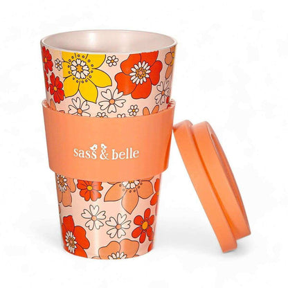 70s Floral Travel Coffee Cup Eco Friendly Reusable Travel Mug With Retro Design Style Drinkware Sass and Belle Quirky Turkey Gifts