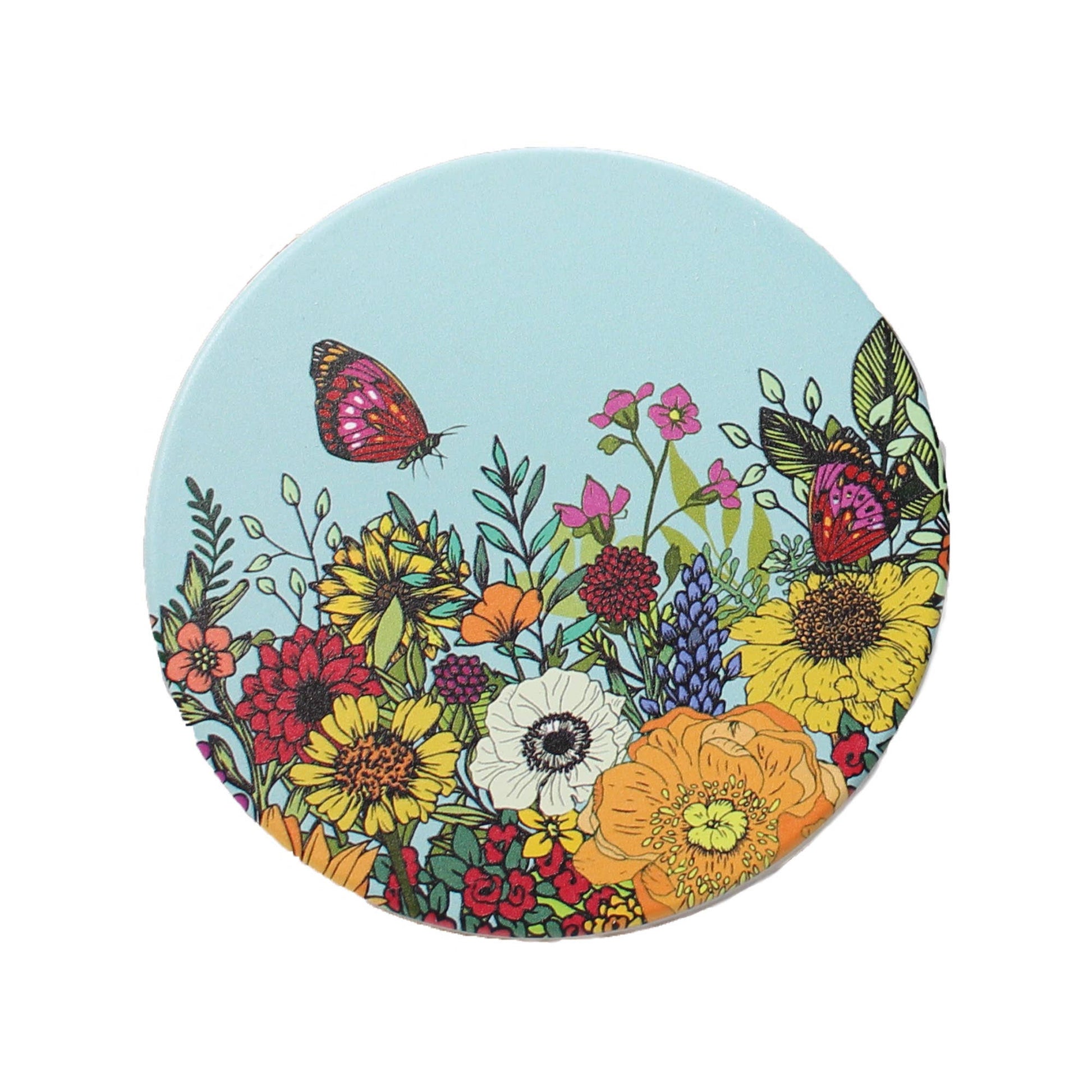 Ceramic Coasters Sunflower Bee Butterfly Flowers Floral Tableware & Coasters Half Moon Bay Quirky Turkey Gifts