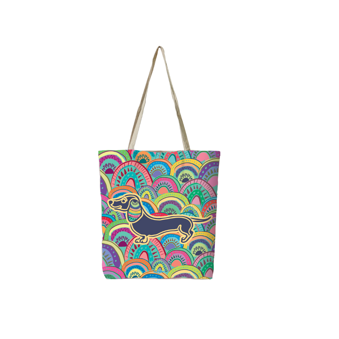 Amber Bright Creations Rainbow Dachshund Reusable Shopping Bag Tote Bags Amber Bright Creations Quirky Turkey Gifts