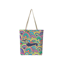 Amber Bright Creations Rainbow Dachshund Reusable Shopping Bag Tote Bags Amber Bright Creations Quirky Turkey Gifts