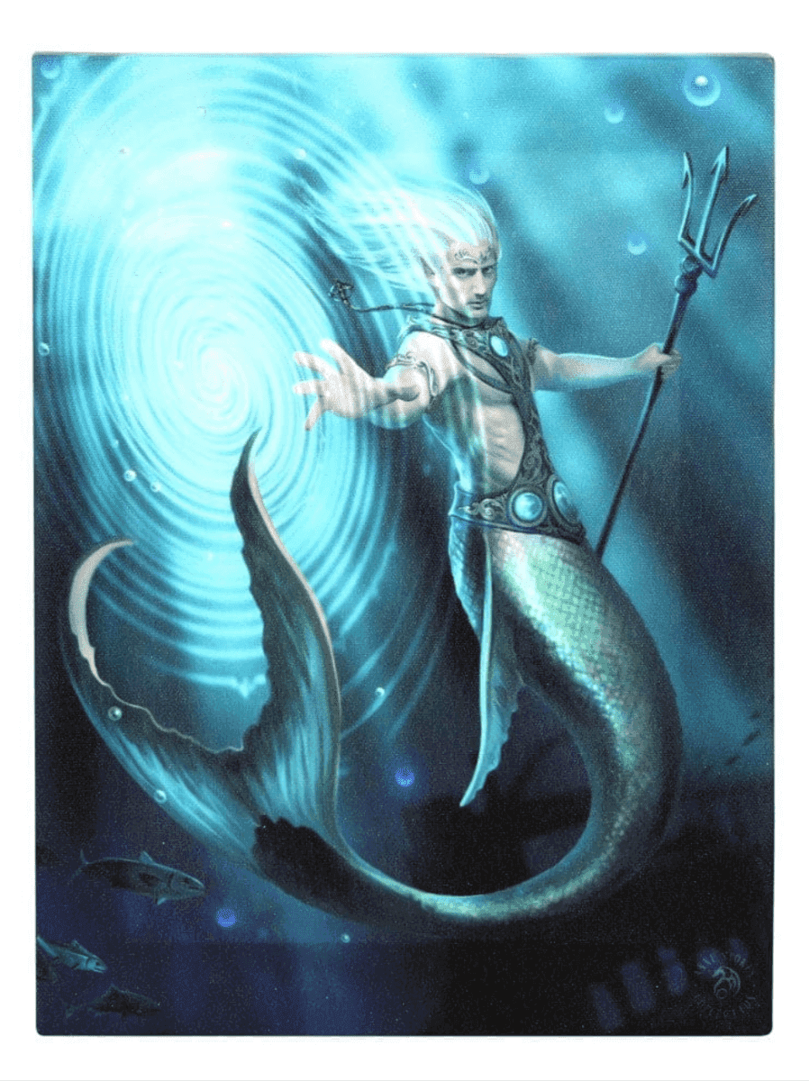 Water Element Wizard Merman Canvas Wall Art Print by Anne Stokes Wall Art's Anne Stokes Quirky Turkey Gifts