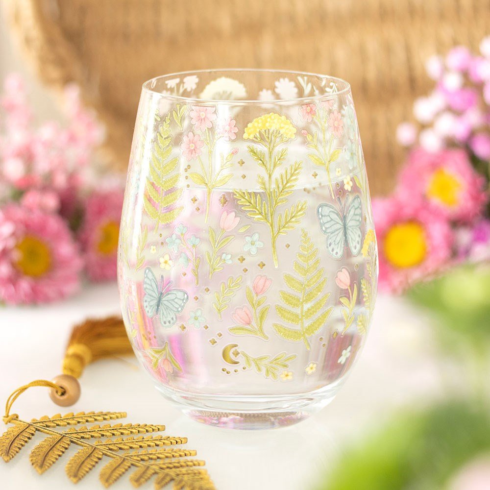 Luna Bloom Floral Stemless Glass in Gift Box Glassware and Drinkware Jones Home & Gifts Quirky Turkey Gifts