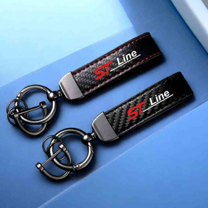Ford ST Line Carbon Fibre Keychain with Horseshoe Buckle Keyrings Fashion Accessories Quirky Turkey Gifts