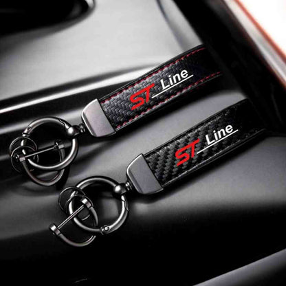 Ford ST Line Carbon Fibre Keychain with Horseshoe Buckle Keyrings Fashion Accessories Quirky Turkey Gifts