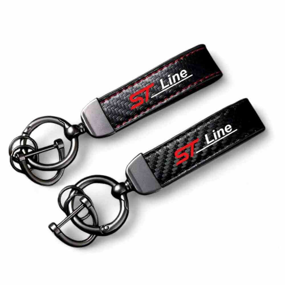 Ford ST Line Carbon Fibre Keychain with Horseshoe Buckle Keyrings Fashion Accessories Quirky Turkey Gifts