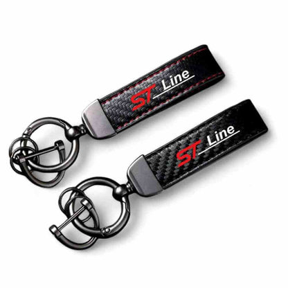 Ford ST Line Carbon Fibre Keychain with Horseshoe Buckle Keyrings Fashion Accessories Quirky Turkey Gifts