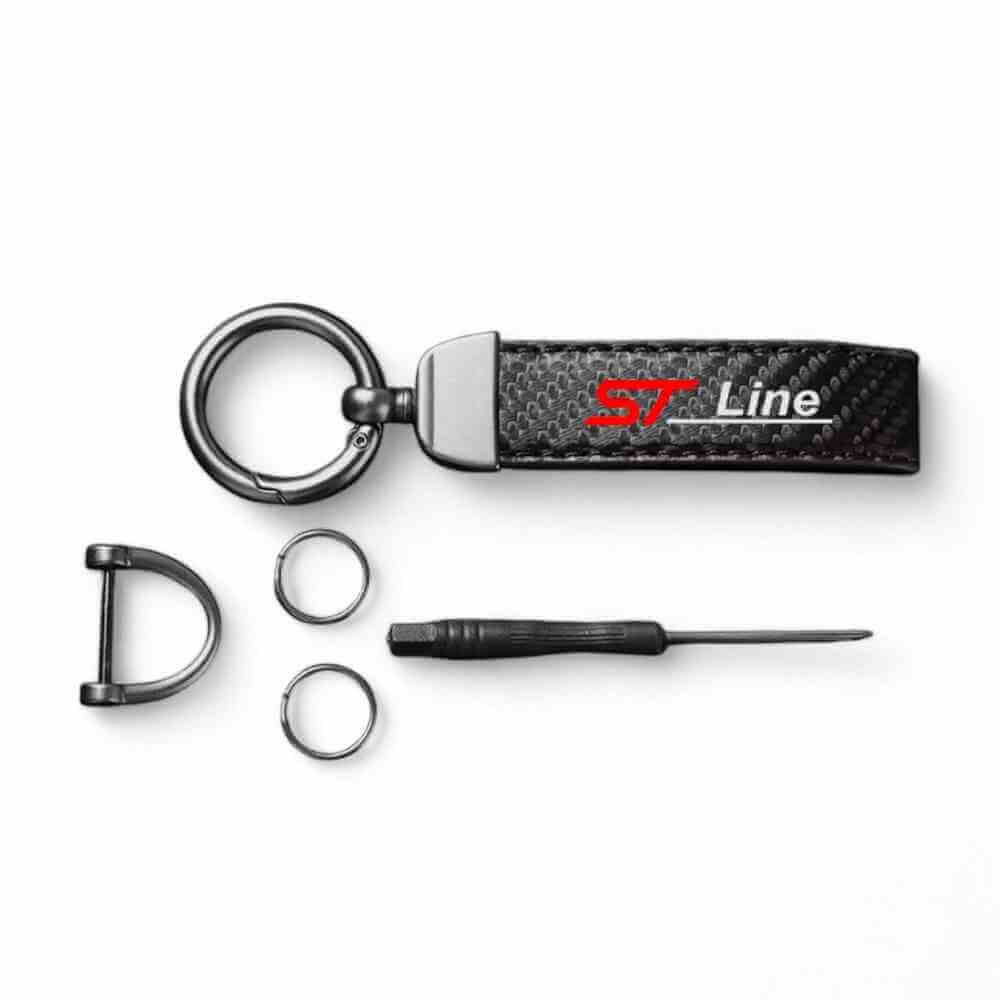 Ford ST Line Carbon Fibre Keychain with Horseshoe Buckle Keyrings Fashion Accessories Quirky Turkey Gifts