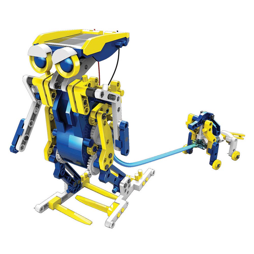 Solar hydraulic construction kit robot module with articulated yellow arm