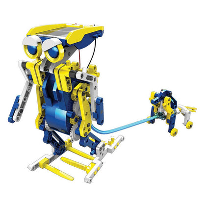 Solar hydraulic construction kit robot module with articulated yellow arm