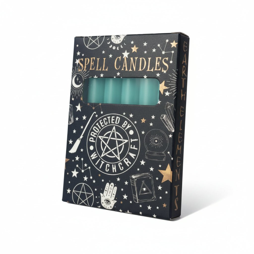 Green Green Spell Candles for Luck, Growth & Prosperity – Pack of 6 Spell Candles Crystal Magick Quirky Turkey Gifts