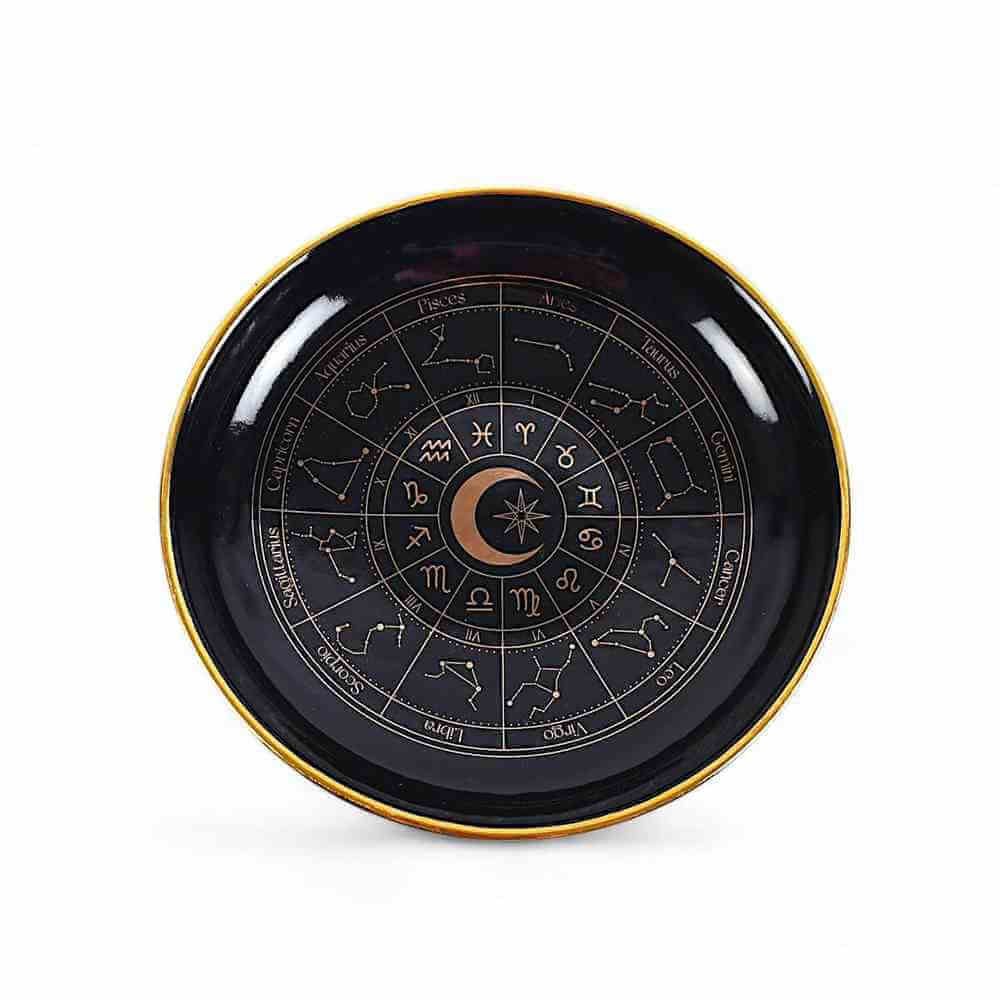 Black Astrology Wheel Trinket Jewellery Dish With Gold Details Trinket Dishes Spirit of equinox Quirky Turkey Gifts