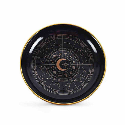 Black Astrology Wheel Trinket Jewellery Dish With Gold Details Trinket Dishes Spirit of equinox Quirky Turkey Gifts