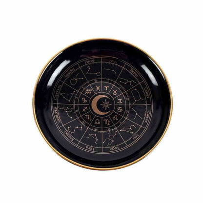 Black Astrology Wheel Trinket Jewellery Dish With Gold Details Trinket Dishes Spirit of equinox Quirky Turkey Gifts