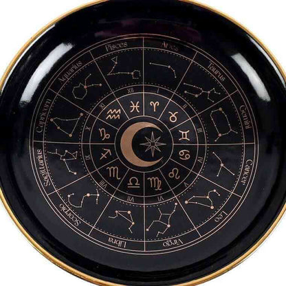 Black Astrology Wheel Trinket Jewellery Dish With Gold Details Trinket Dishes Spirit of equinox Quirky Turkey Gifts