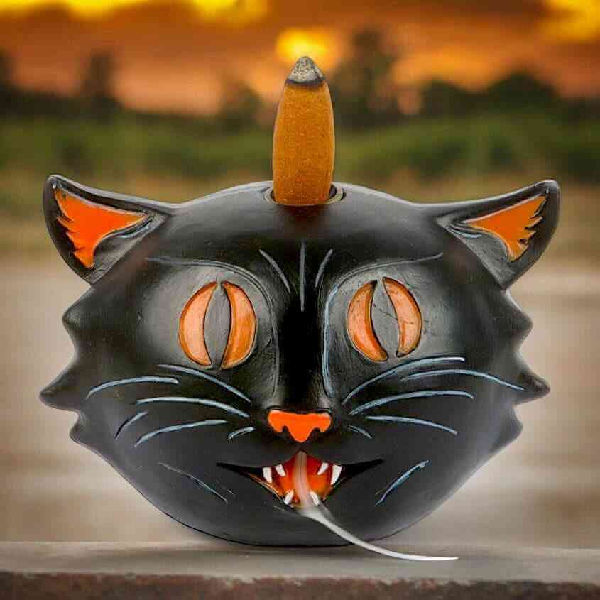 Black Cat Backflow Incense Burner Halloween Gift Decor Home Fragrance Spirit of equinox Quirky Turkey Gifts