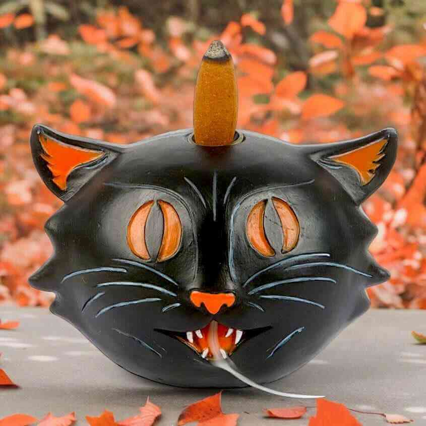 Black Cat Backflow Incense Burner Halloween Gift Decor Home Fragrance Spirit of equinox Quirky Turkey Gifts