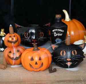 Black Cat Backflow Incense Burner Halloween Gift Decor Home Fragrance Spirit of equinox Quirky Turkey Gifts