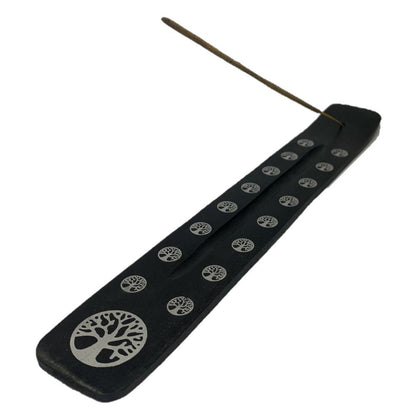 Black Wooden Gothic Incense Stick Holder with Ash Catcher Incense Holders Spirit of equinox Quirky Turkey Gifts