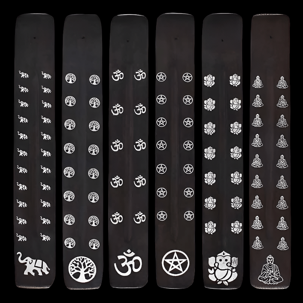 Black Wooden Gothic Incense Stick Holder with Ash Catcher Incense Holders Spirit of equinox Quirky Turkey Gifts