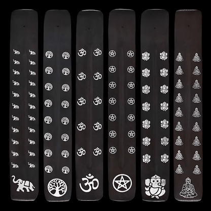 Black Wooden Gothic Incense Stick Holder with Ash Catcher Incense Holders Spirit of equinox Quirky Turkey Gifts