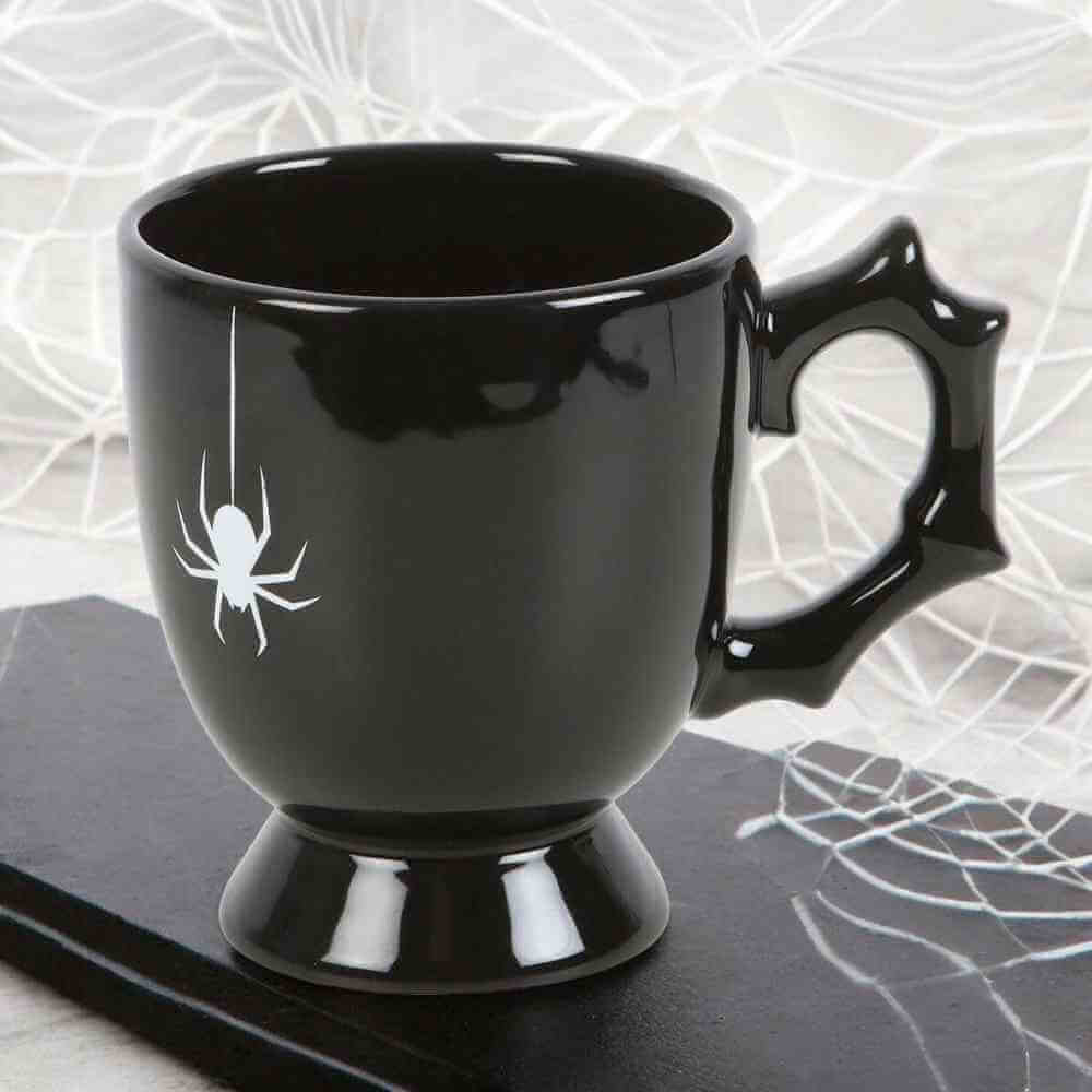 Black Spider Teacup Gothic Style Halloween with Spider Accent Mugs & Cups Spirit of equinox Quirky Turkey Gifts