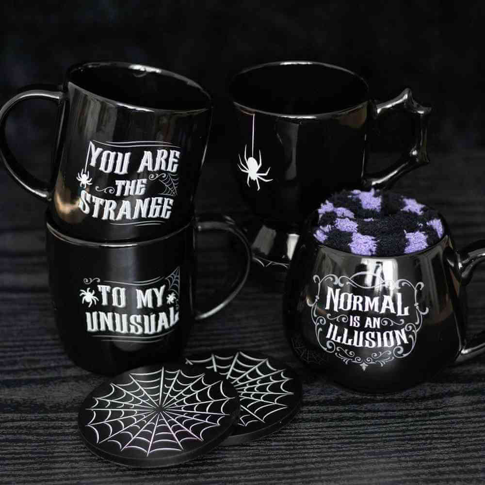 Black Spider Teacup Gothic Style Halloween with Spider Accent Mugs & Cups Spirit of equinox Quirky Turkey Gifts
